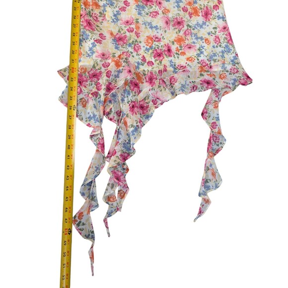 Jessica Simpson Floral Hanky Hem Dress XL Asymmetric Spaghetti Strap Slip Lined - Picture 9 of 11